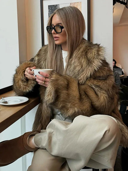 Oversized Faux Fur Coat Elegant Luxury