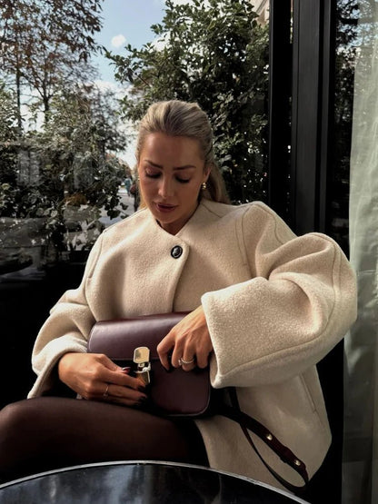 Elegant Button-Front Coat for Women