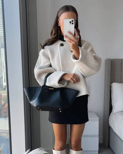Elegant Button-Front Coat for Women
