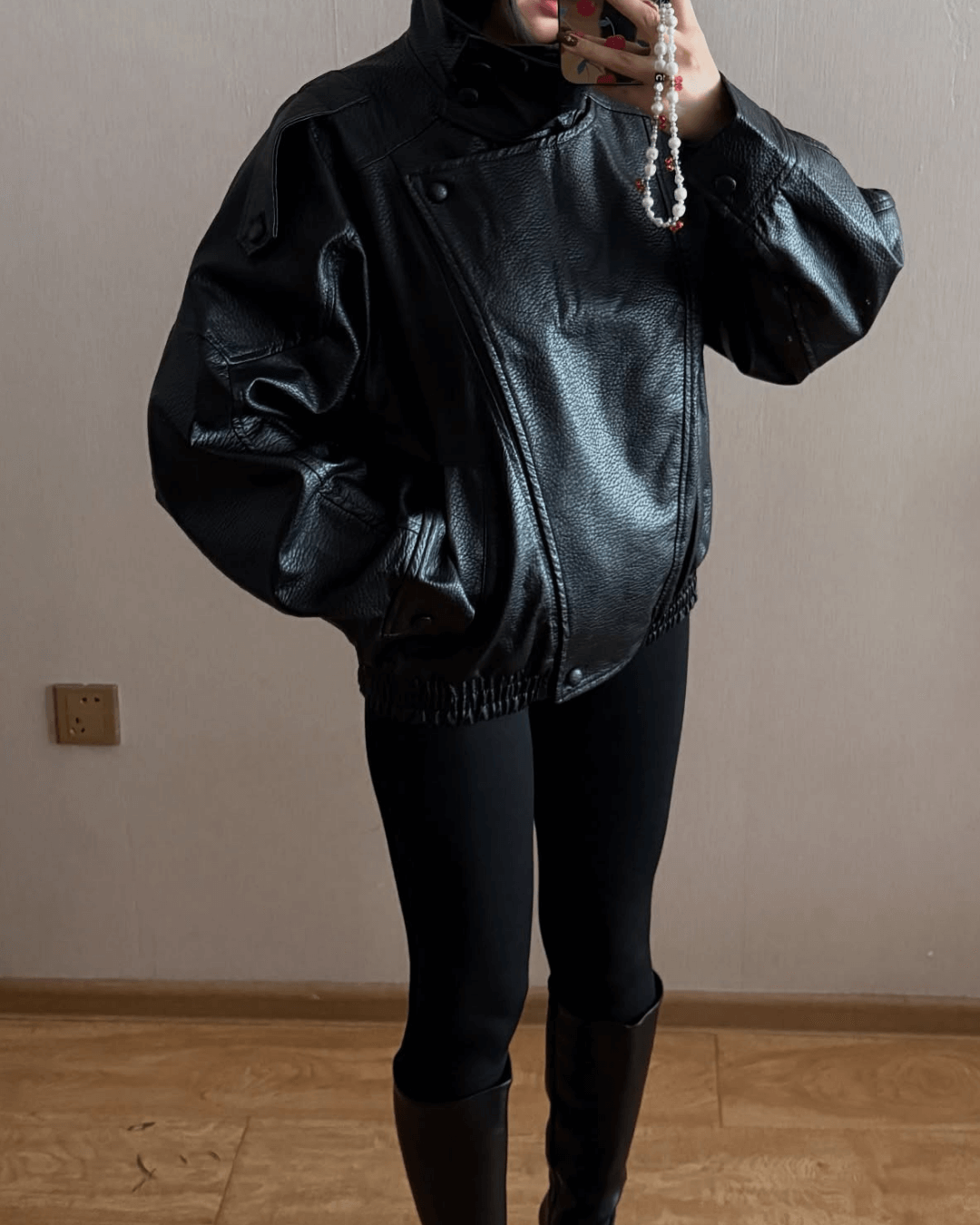 Stylish Leather Jacket Asymmetrical Cut