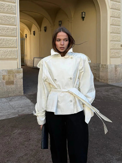 Elegant Women's Stand-Up Collar Trench Coat