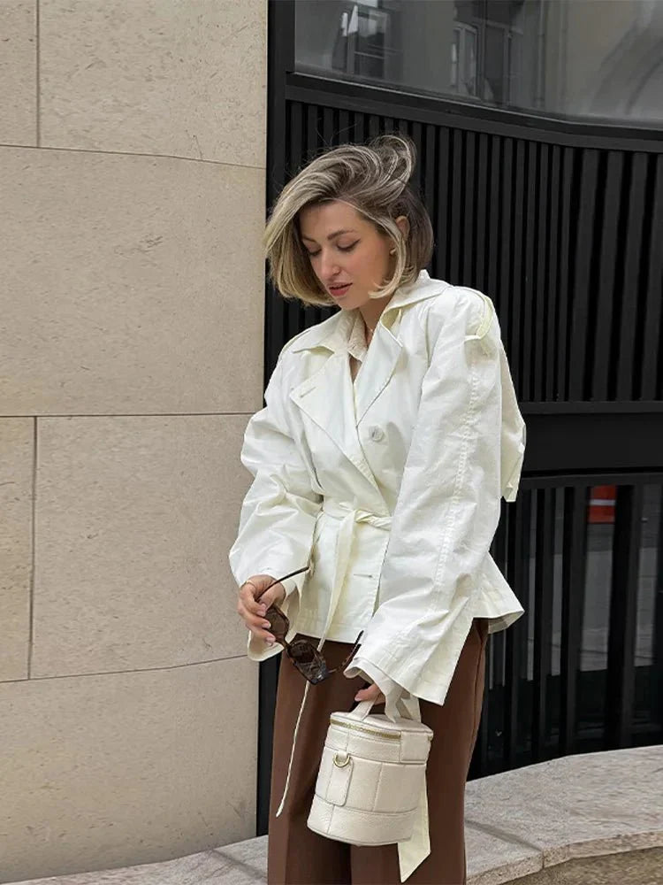 Elegant Women's Stand-Up Collar Trench Coat