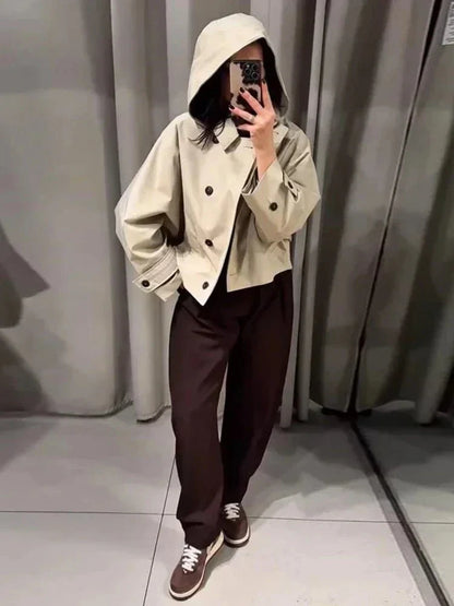 Stylish trench coat with hood