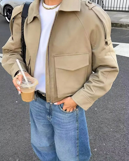Klassische Trenchcoat Jacke Kurz