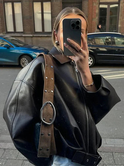Vegane Lederjacke Damen Elegant