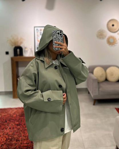 Practical windbreaker jacket with a hood