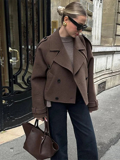 Elegant Women's Coat Lace-up Style