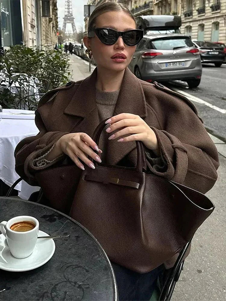 Elegant Women's Coat Lace-up Style