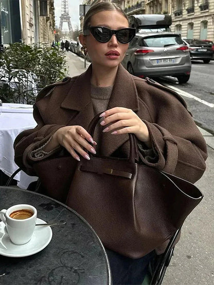 Elegant Women's Coat Lace-up Style