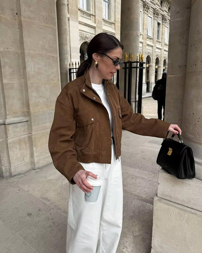 Stylische Lederjacke Bomber Style