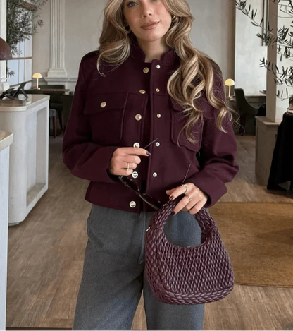 Elegant Bomber Jacket with Gold Accents