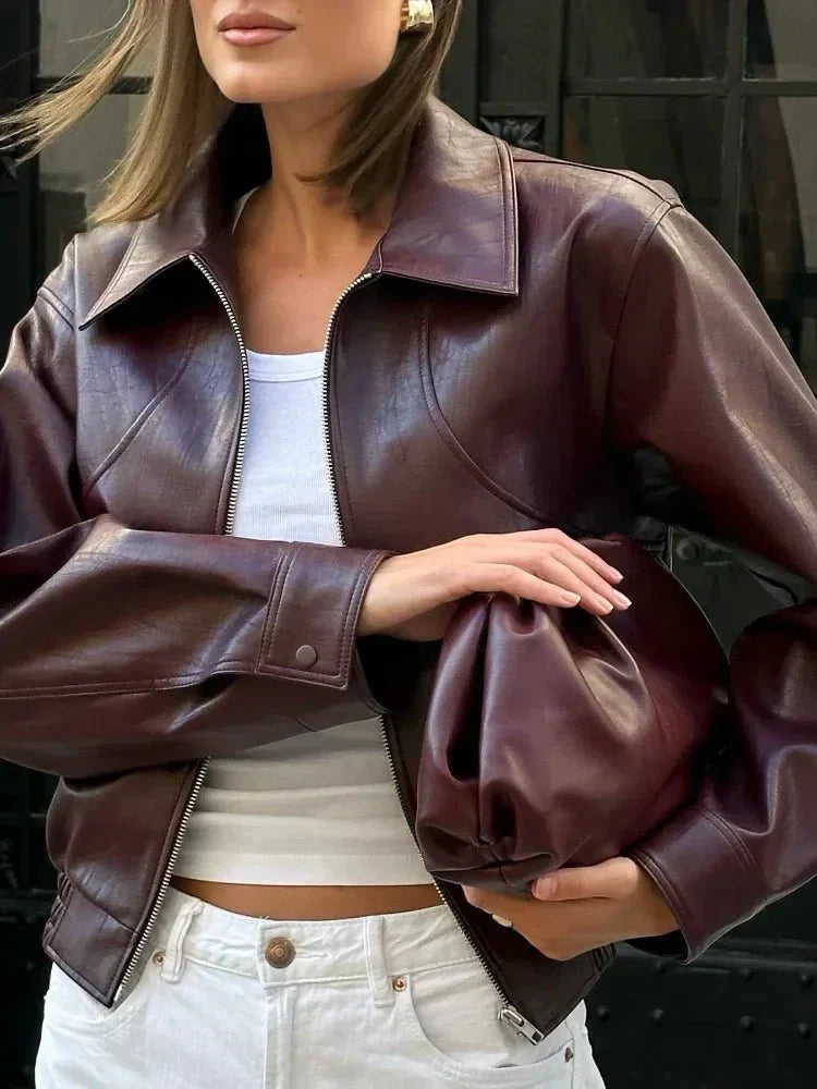 Red Leather Jacket Women