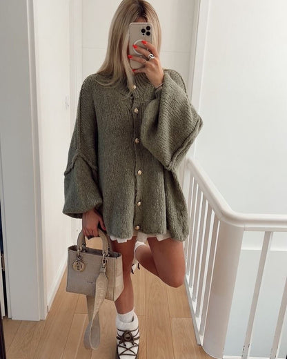 Boring cardigan became:
Elegant ladies' cardigan
