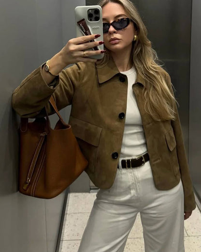 Stylish Suede Leather Blazer Jacket