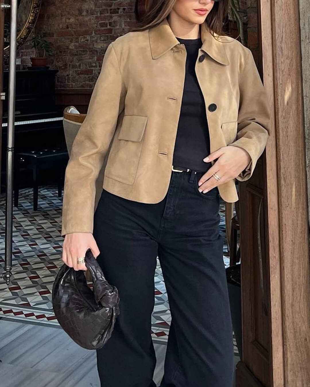 Stylish Suede Leather Blazer Jacket