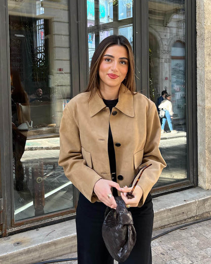 Stylish Suede Leather Blazer Jacket