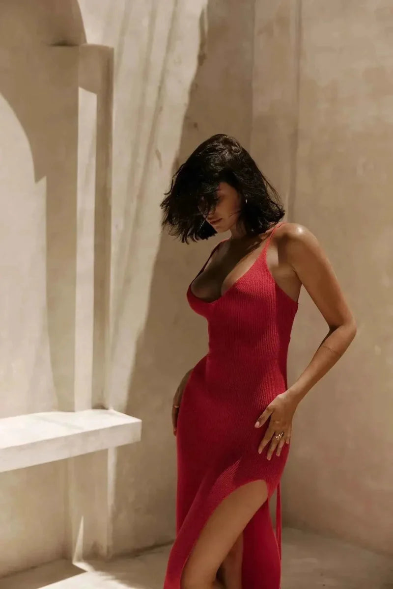 Backless Maxi Dress With Deep Back Cut-Out