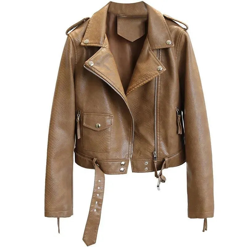 Stylish Women's Leather Jacket Elegant Cut