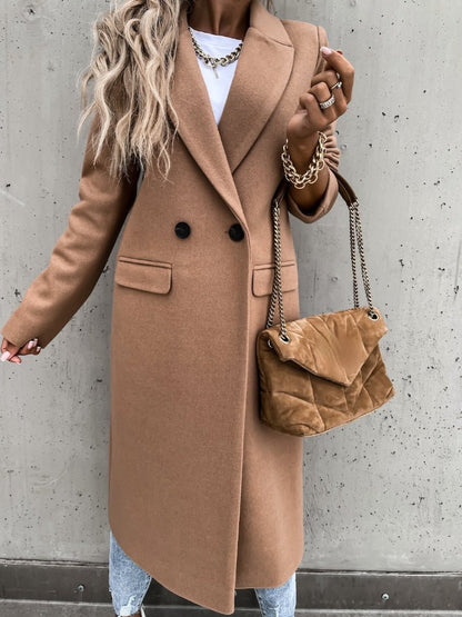Elegant Women's Coat Wool Ankle-Length Tailored