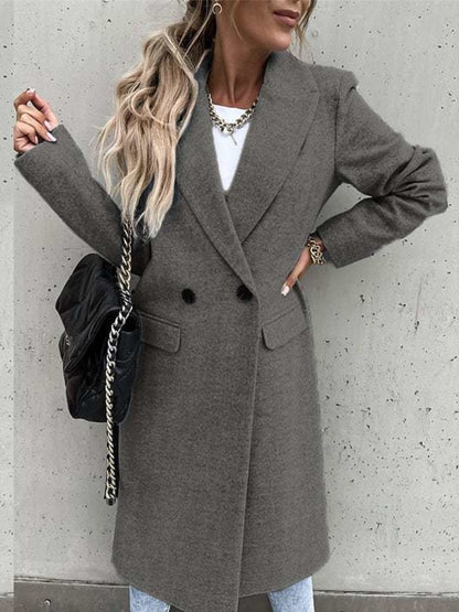 Elegant Women's Coat Wool Ankle-Length Tailored