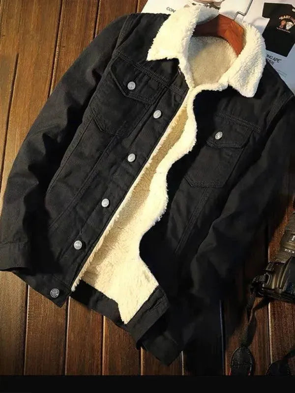 Men's Warm Sherpa Fleece Winter Denim Jacket