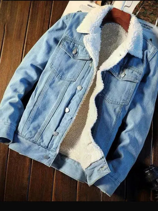 Men's Warm Sherpa Fleece Winter Denim Jacket
