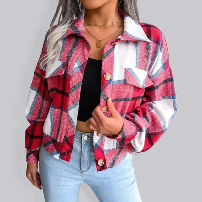 Stylish Plaid Coat for Women, Loose Fit