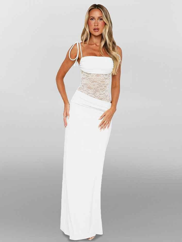 Elegant Maxi Dress Lacing Lace