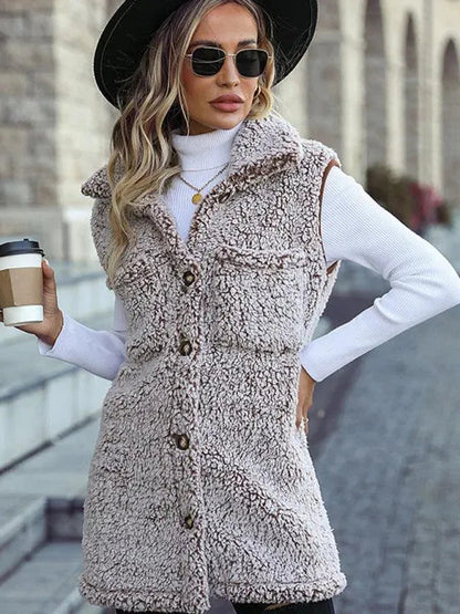 Elegant Women's Long Sleeveless Winter Coat