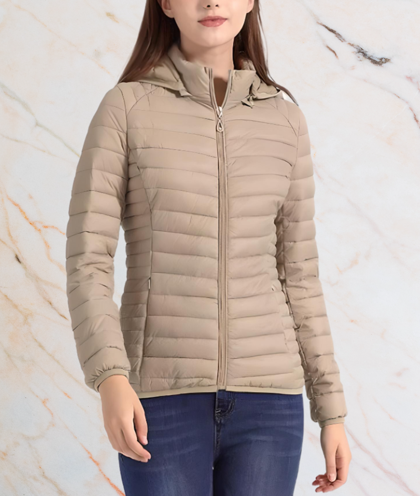 Women's Elegant Slim Fit Quilted Jacket with Zipper