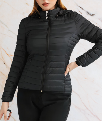 Women's Elegant Slim Fit Quilted Jacket with Zipper
