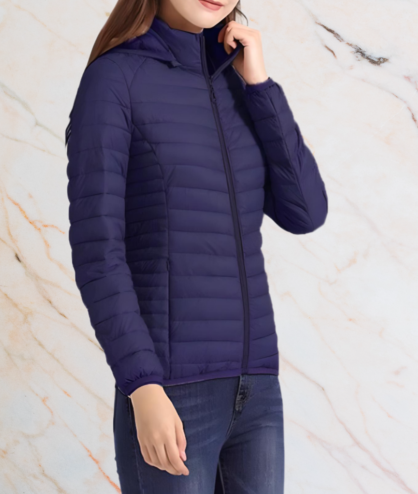 Women's Elegant Slim Fit Quilted Jacket with Zipper