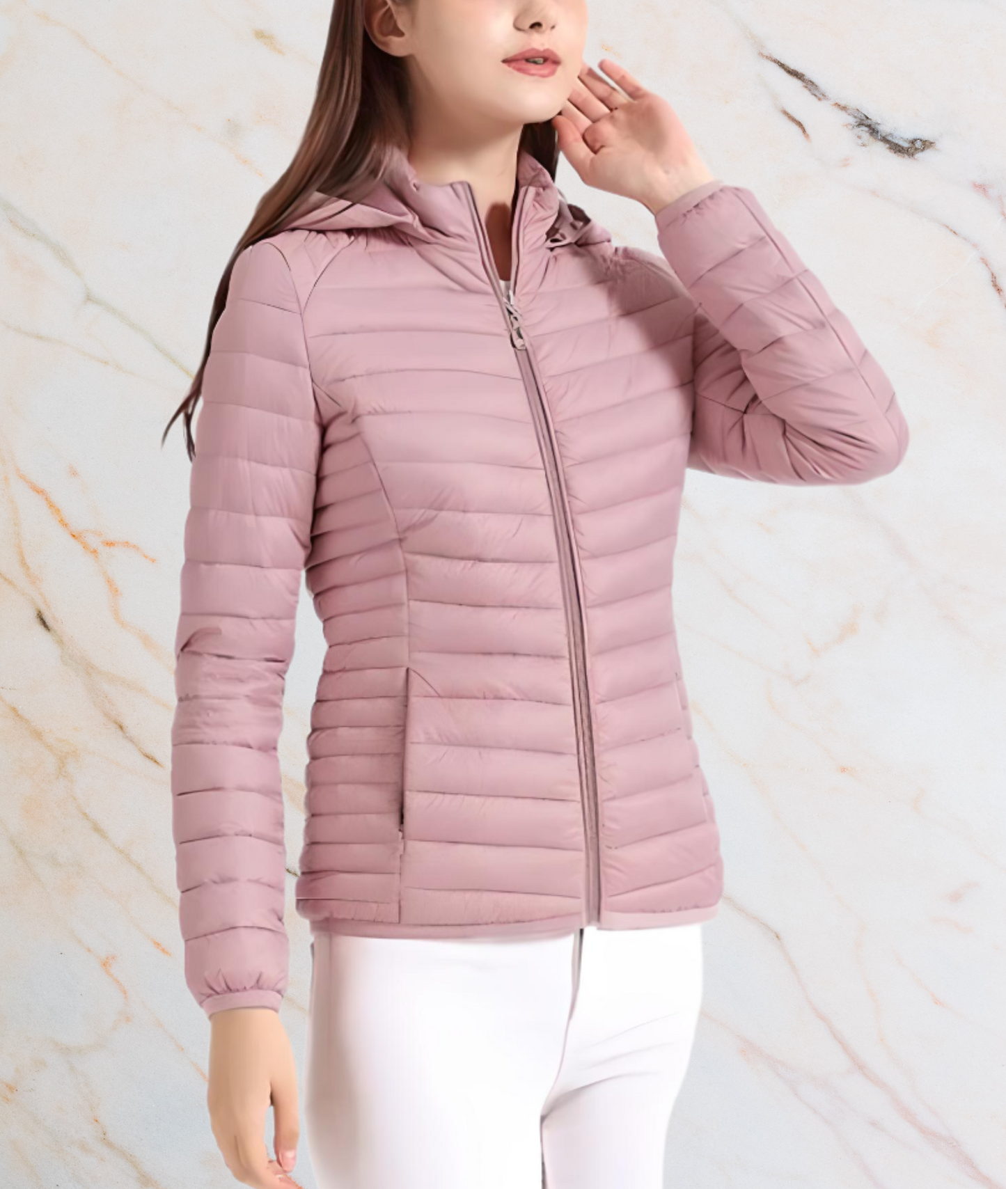 Women's Elegant Slim Fit Quilted Jacket with Zipper