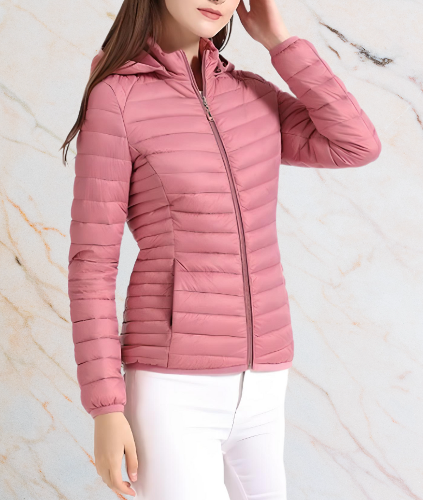 Women's Elegant Slim Fit Quilted Jacket with Zipper