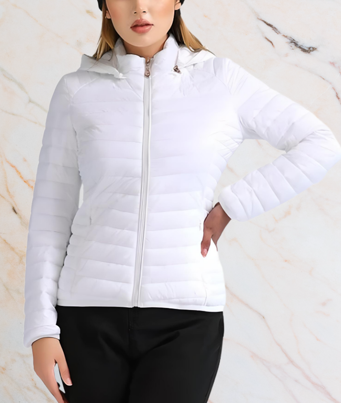 Women's Elegant Slim Fit Quilted Jacket with Zipper