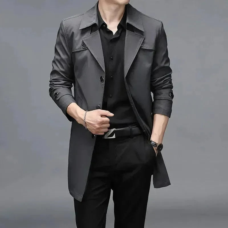 Stylish Men's Trench Coat Slim Fit Modern
