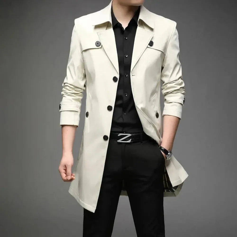 Stylish Men's Trench Coat Slim Fit Modern
