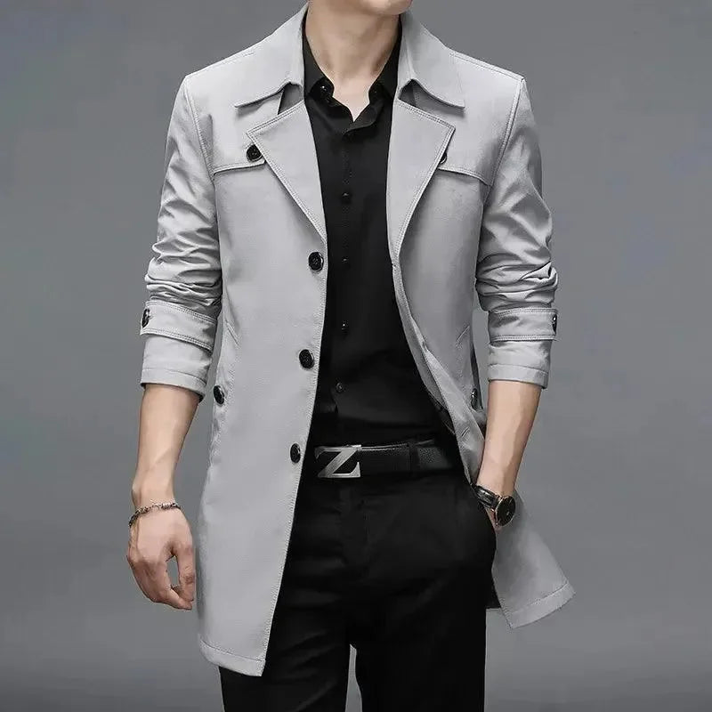 Stylish Men's Trench Coat Slim Fit Modern