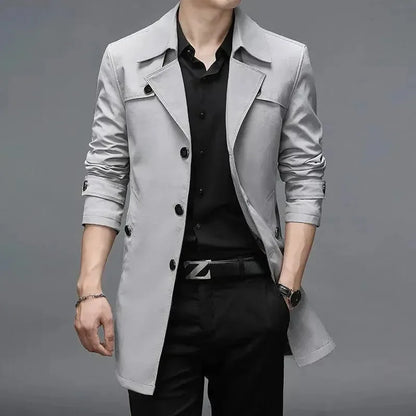 Stylish Men's Trench Coat Slim Fit Modern