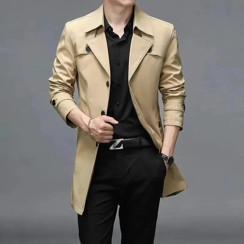 Stylish Men's Trench Coat Slim Fit Modern