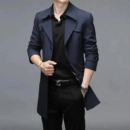 Stylish Men's Trench Coat Slim Fit Modern