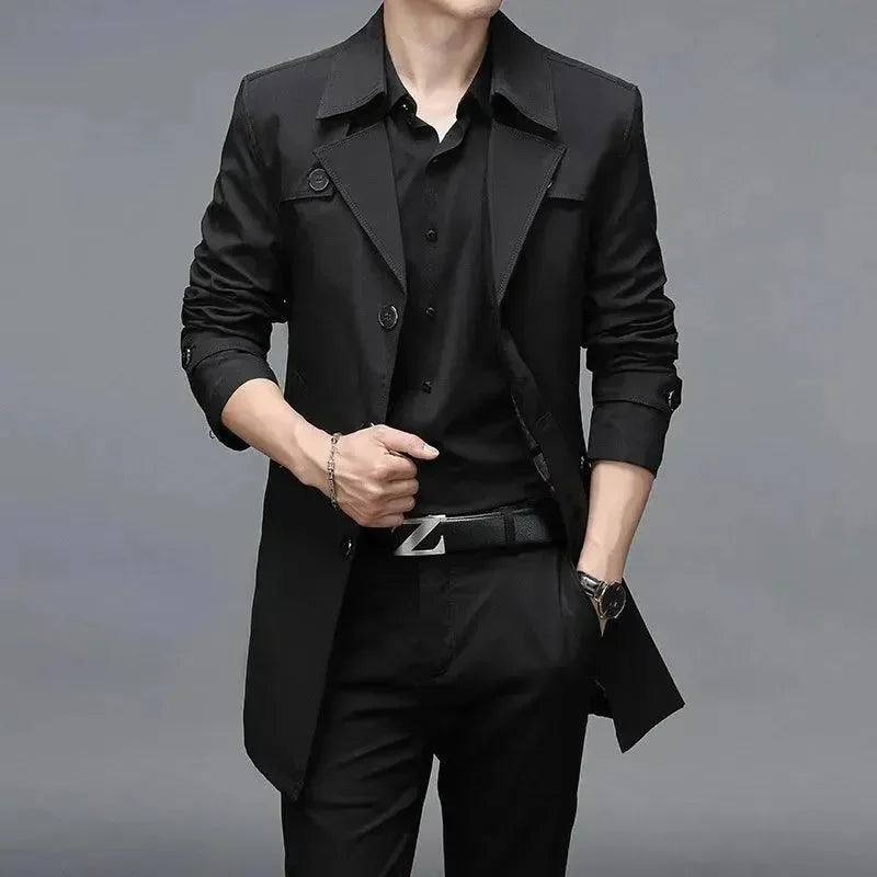 Stylish Men's Trench Coat Slim Fit Modern