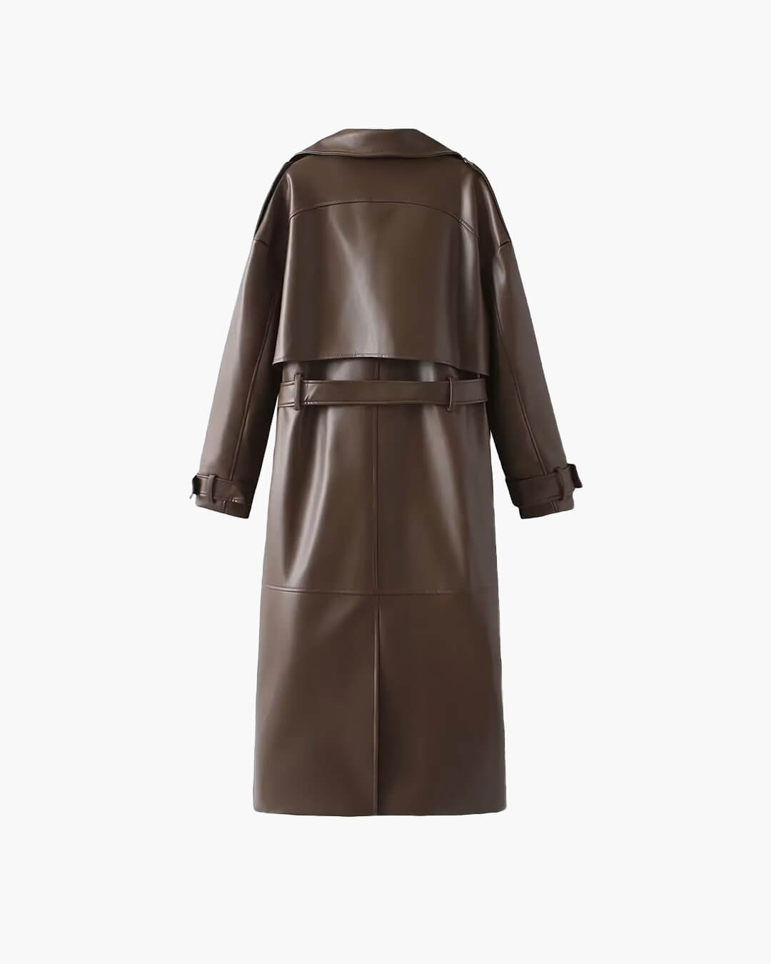 Women's Faux Leather Trench Coat Black Elegant