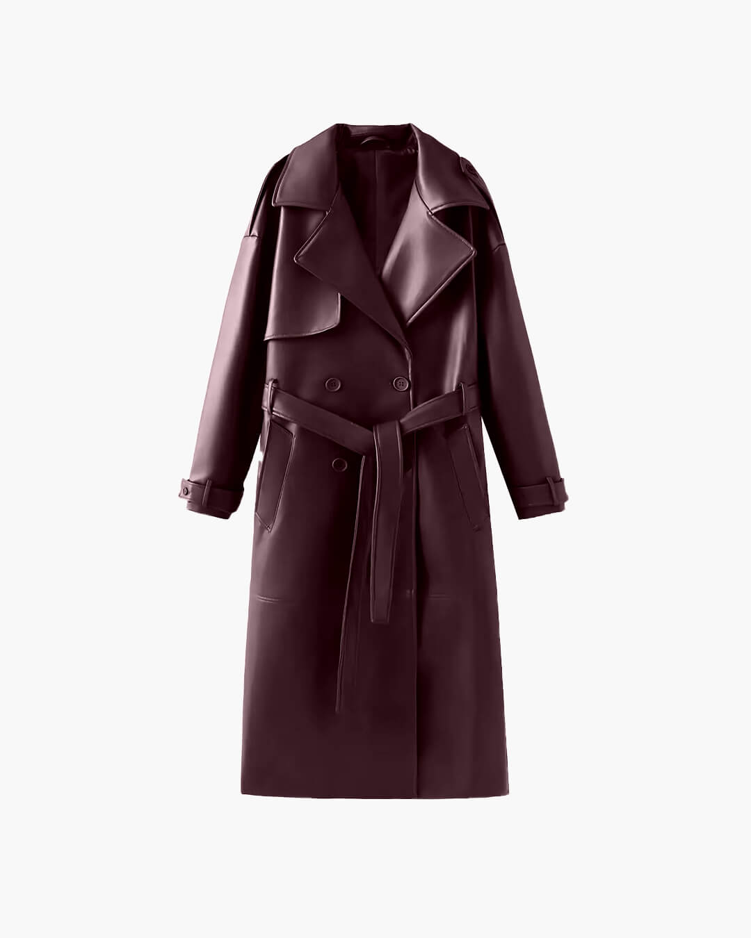 Women's Faux Leather Trench Coat Black Elegant