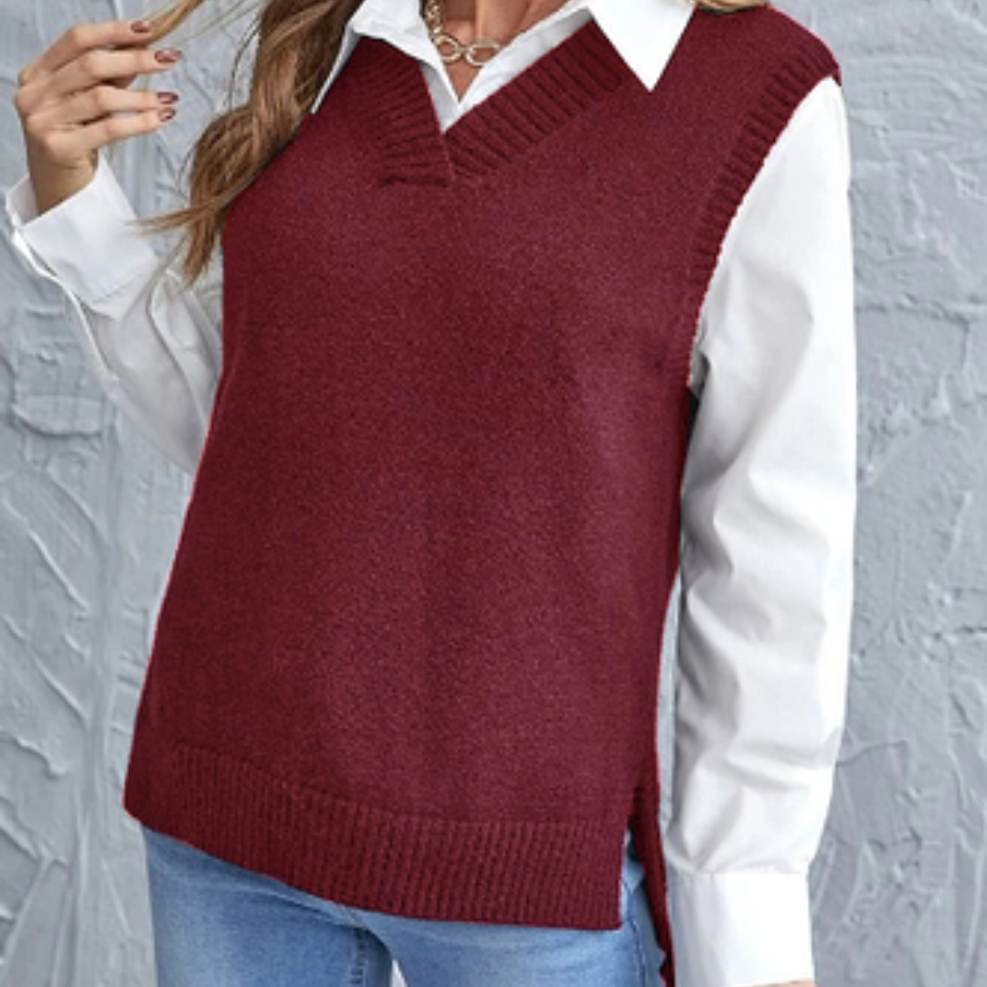 Women's Knitted Vest Soft V-Neck