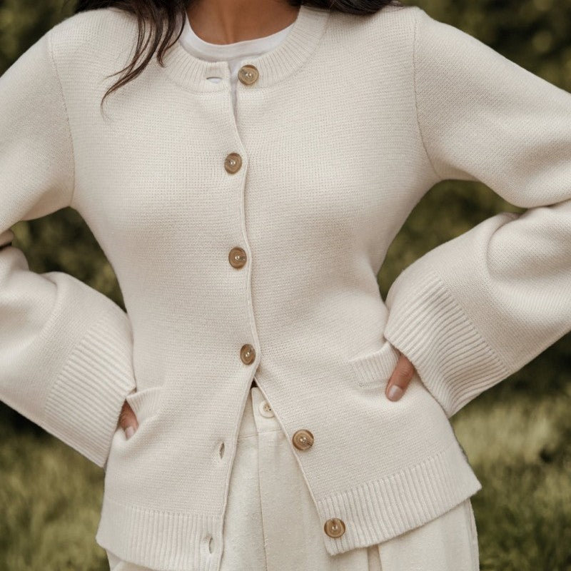 Soft Knit Cardigan Women Buttons Modern