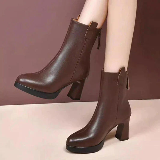 Elegante Lederstiefel Wasserdicht Hoch - IdealeKleiden