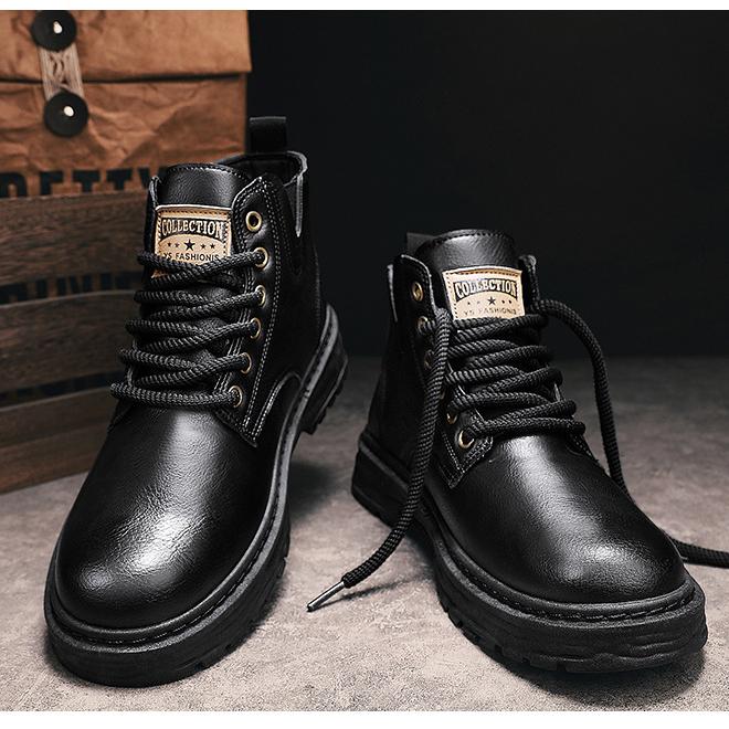 Retro Lace-Up Boots in Vintage Leather Look