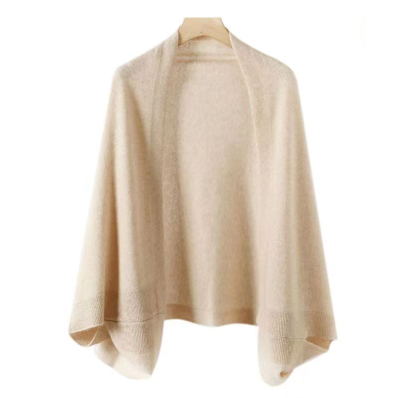 Soft Knit Cardigan Faux Cashmere Double Scarf Coat