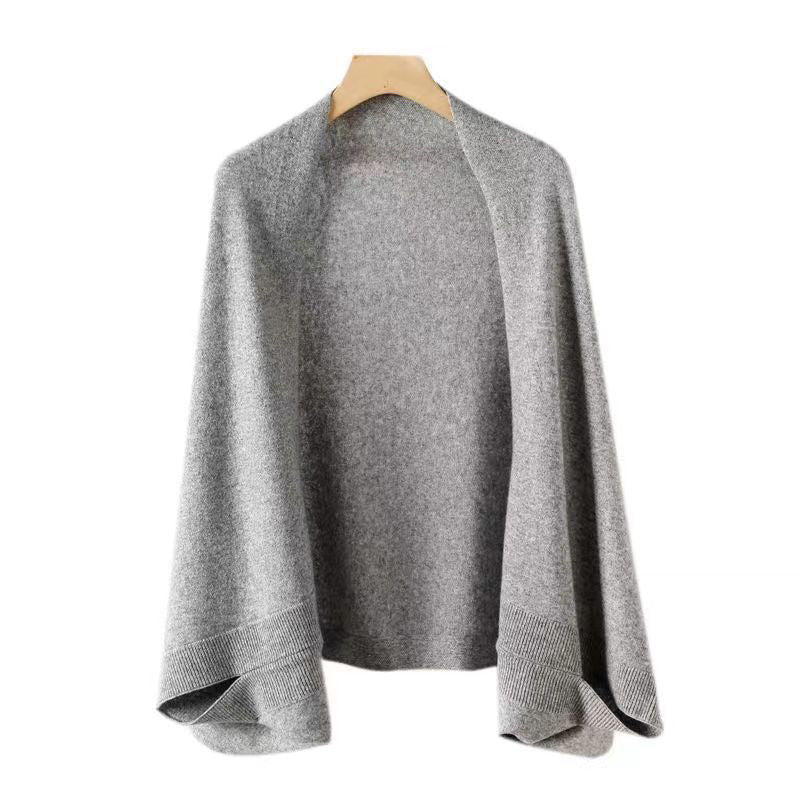 Soft Knit Cardigan Faux Cashmere Double Scarf Coat